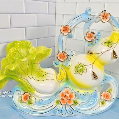 tượng sứ hồ lô bắp cải, tượng trang trí nhà cửa